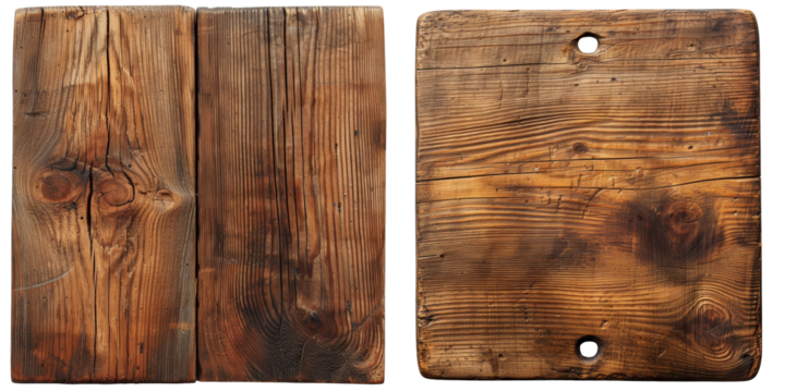 Wood Board Set Isolated on Transparent or White Background, PNG