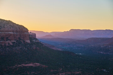 Sedona Sunset Silhouettes with Desert Mesas from Cliff View