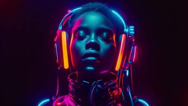 Portrait of Female Afro futurism fashion style. 4k Video footage
