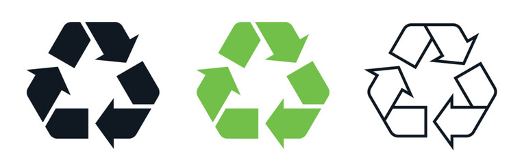 Obraz premium Recycle symbol. Reusing signs set. Recycling icons isolated on white background. Vector illustration