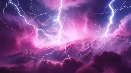 Zelfklevend Fotobehang Lightning storm over natural landscape © Derby