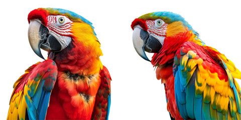 Tropical Birds Set Isolated on Transparent or White Background, PNG