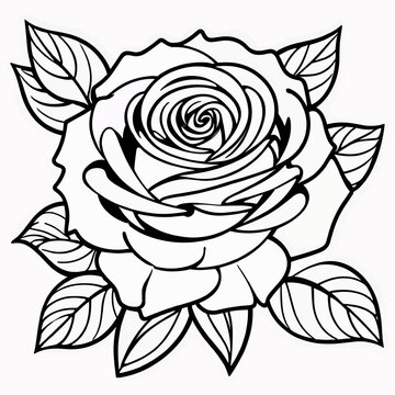 Rose flower coloring book pages for children and adults
