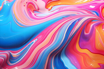 Abstract background of blue and pink paint mixing in water closeup - Ai Generated