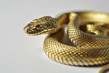 Naklejka premium Golden color spotted snake on white background