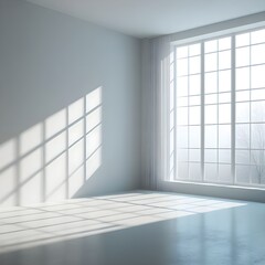 empty white wall of the room with a shadow from the window