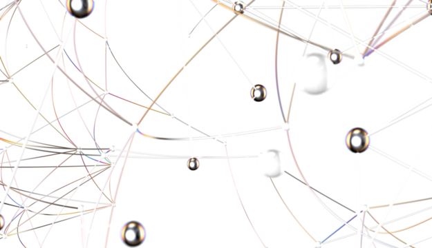 Gene lines and nodes, biological gene structure, 3d rendering.