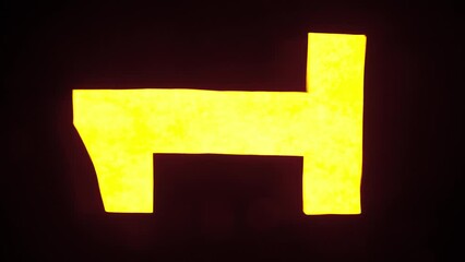 Sign template isolated on black background. Neon yellow one number figure symbol glowing with water waves moving over icon with ripples. - Powered by Adobe