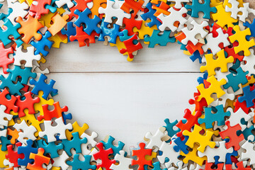 Colorful Puzzle Pieces Form a Heart for Autism Day