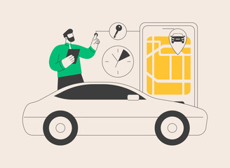 Carsharing service abstract concept vector illustration.