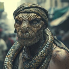Man is a reptile. Lizard man. Reptilian. Portrait. © Nikita Novitski