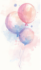 Einladung zur Kindergeburtstagsfeier mit verspieltem Wasserfarben-Ballon