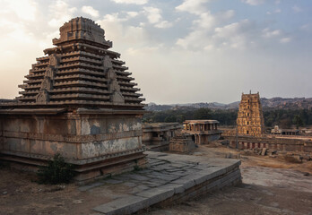 Hemakuta Hill Temple Complex on the gentle slopes of Hemakuta Hill. Hampi. India.