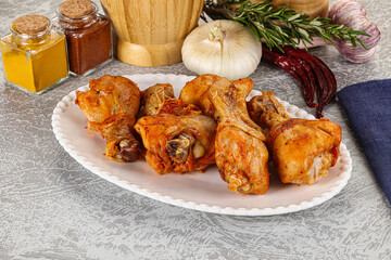Raw marinated chicken drumstick for cooking