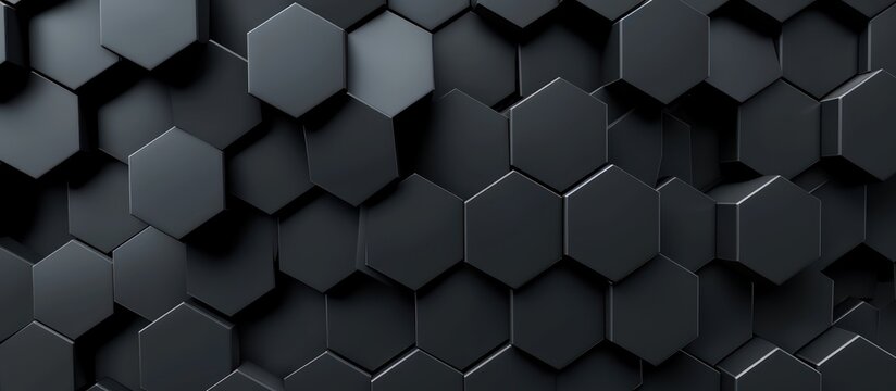 Abstract 3d black hexagons background pattern. AI generated image