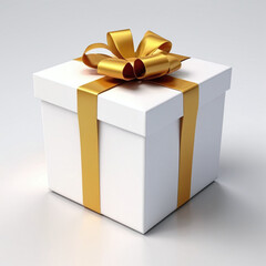 3D rendered gift box with ribbon present box on isolated background