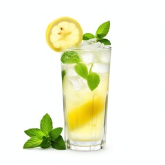 a glass of fresh lemonade, studio light , isolated on white background