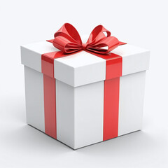 3D rendered gift box with ribbon present box on isolated background