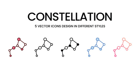Constellation Icon Design in Five style with Editable Stroke. Line, Solid, Flat Line, Duo Tone Color, and Color Gradient Line. Suitable for Web Page, Mobile App, UI, UX and GUI design.