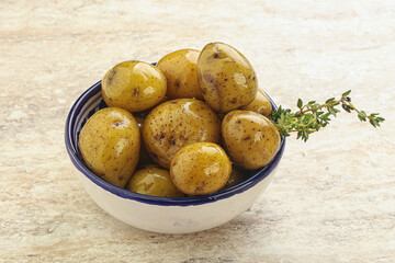 Boiled baby potato in the bowl