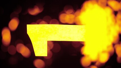 Sign template isolated on black background. Neon yellow one number figure symbol glowing with water waves moving over icon with ripples. - Powered by Adobe