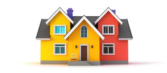 Colorful tiny house 3D model isometric isolated on white background. AI generated image