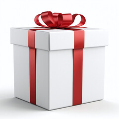 3D rendered gift box with ribbon present box on isolated background