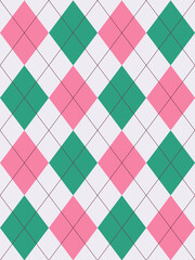 Argyle pattern set in pink green.Seamless geometric pattern for gift card, gift paper, jumper, socks, scarf, other modern spring summer autumn winter fashion textile or paper print