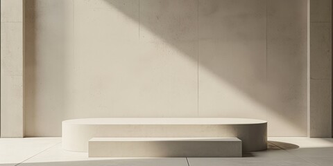 Minimalist Design Podium - Elegant Stage for Product Showcase with Clean Lines, Simple Form, and Neutral Color Palette