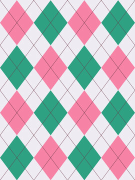 Argyle pattern set in pink green.Seamless geometric pattern for gift card, gift paper, jumper, socks, scarf, other modern spring summer autumn winter fashion textile or paper print