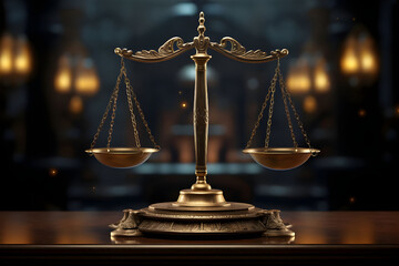 Scales of justice isolated on black background - Ai Generated