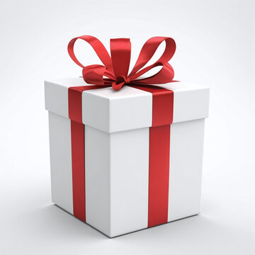 Gift box with ribbon 3D rendered