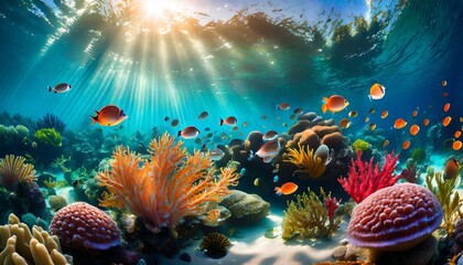an underwater ecosystem teeming with vibrant marine life emphasizing the beauty and importance of marine biodiversity generative ai