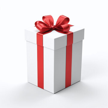 Gift box with ribbon 3D rendered