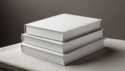 mock up of stacked white hardcover book