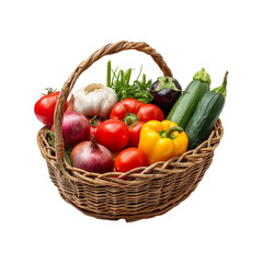 market basket includes vegetables isolated on transparent background