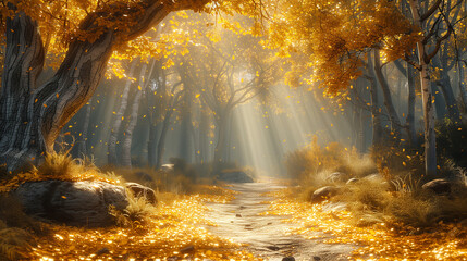 Beautiful sunlit forest