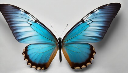 beautiful wings of a blue butterfly on a white background - obrazy, fototapety, plakaty