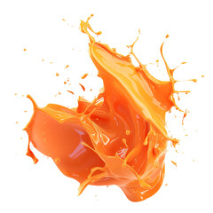 3d texture liquid tangerine dreams splash frozen in an abstract futuristic isolated on a transparent background