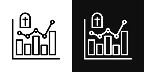 Death Rate Growth Icon Set. Vector Illustration