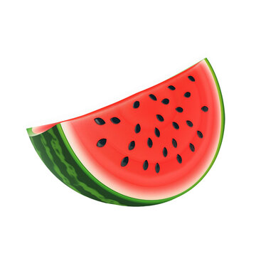 3d watermelon fruit icon isolated on transparent background