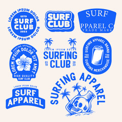 set of summer badges design, vintage emblem design, editable text