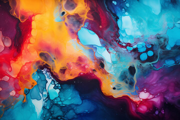 Abstract fluid art painting. Colorful background made with alcohol ink technique. Generative AI.