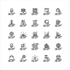 business and finance icon set. line icon collection. Containing icons.