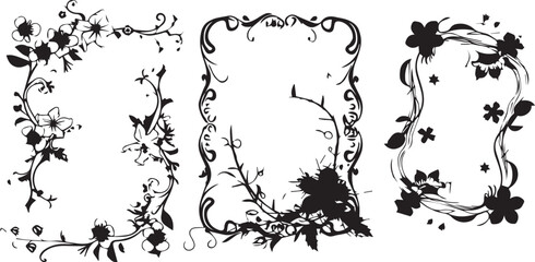 Obraz premium Set Flower frames. Hand drawn vector illustration 