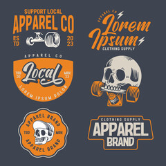 set of skateboard badges design, vintage emblem design, editable text © pen of god studio