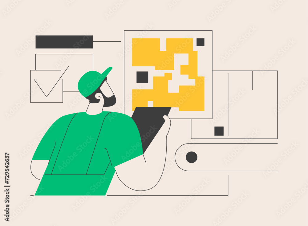 Poster qr code abstract concept vector illustration.