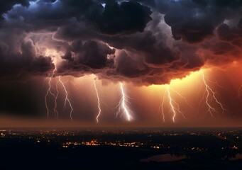Fototapeta na wymiar Tempest Panorama: Captivating View of Thunderstorm
