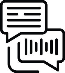 Text chat icon outline vector. Transcription voice. Ai assistant system