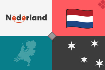Netherlands, simple vector illustration, with logo and symbol silhouettes
